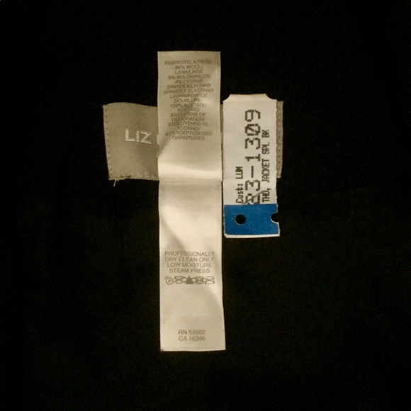 Liz Claiborne Collection Blazer l Black Zip Front - Picture 7 of 7